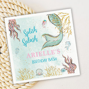 Mint Glitter Mermaid tail under the sea  Napkin