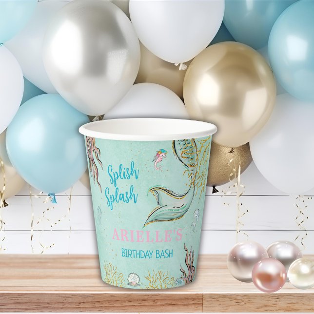 Mint Glitter Mermaid tail under the sea  Paper Cups (Creator Uploaded)