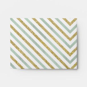 Mint Gold and White Chic Chevron Thank you Envelope
