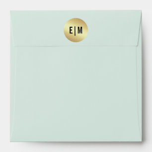 Mint Gold Black Polka Dot Pattern Wedding  Envelopes