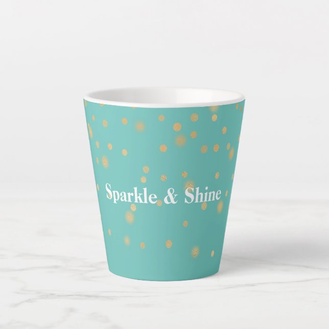 Mint Gold Confetti Latte Mug (Front)