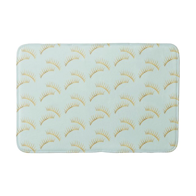 Mint Gold Eyelashes Bath Mat (Front)