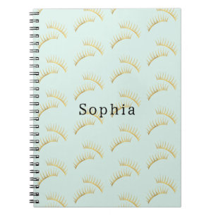 Mint Gold Eyelashes Notebook