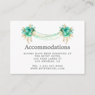 Mint & Gold Floral Lights Wedding Accommodations Enclosure Card