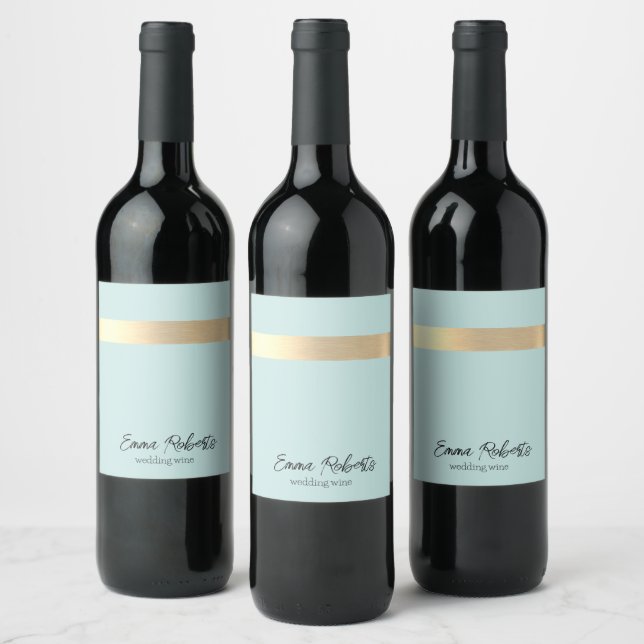 Mint Gold Foil Rustic Faux  Wine Label (Bottles)
