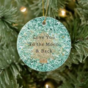 Mint Gold Glitter Christmas Tree Ceramic Tree Decoration
