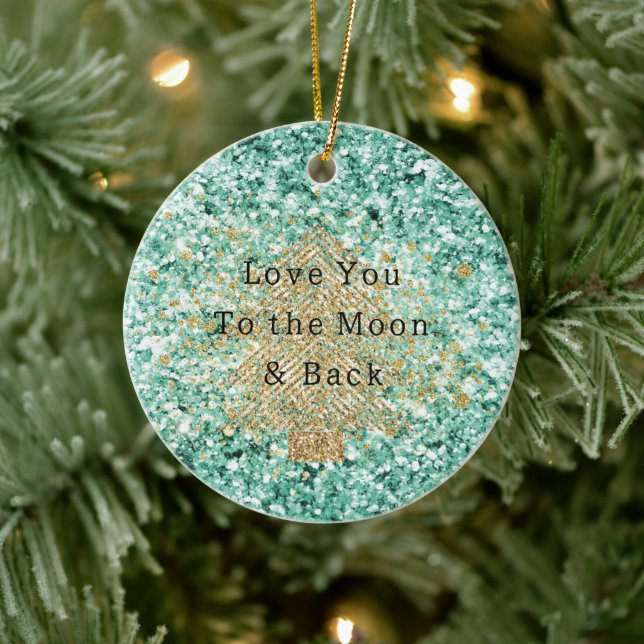 Mint Gold Glitter Christmas Tree  Ceramic Tree Decoration (Tree)