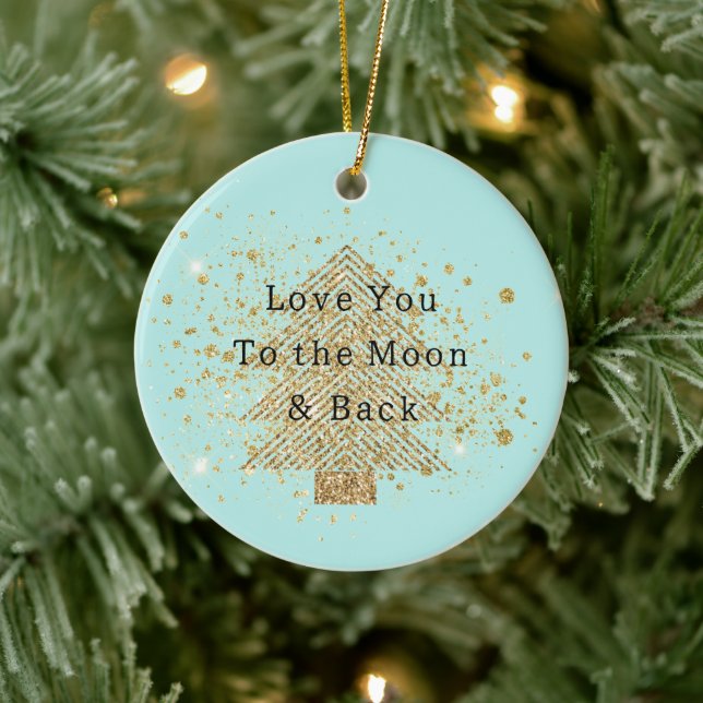 Mint Gold Glitter Christmas Tree Love Ceramic Tree Decoration (Tree)