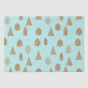 Mint Gold Glitter Christmas Trees Tissue Paper