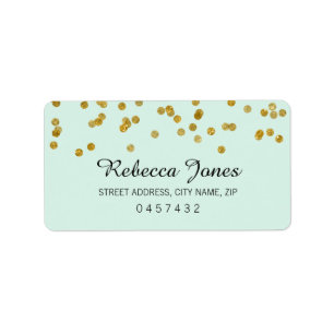Mint Gold Glitter confetti Address Labels