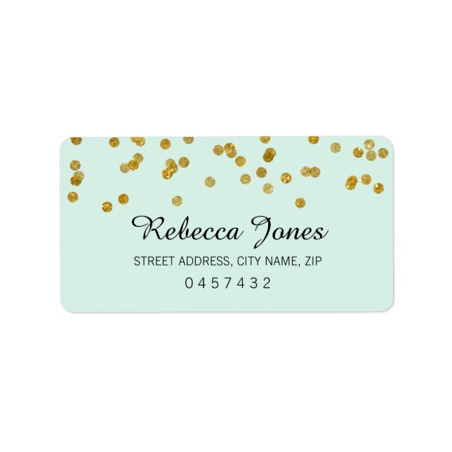 Mint Gold Glitter confetti Address Labels (Front)