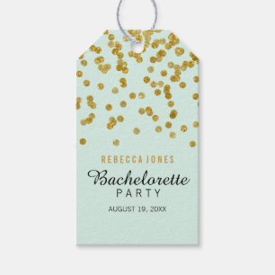 Mint Gold Glitter confetti Bachelorette Gift Tags