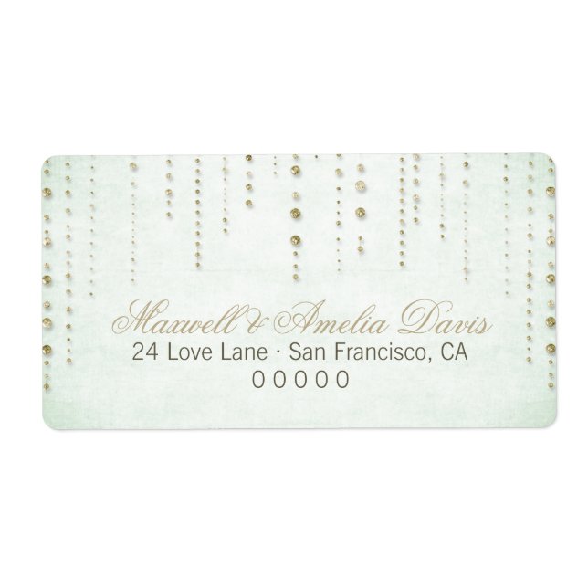 Mint & Gold Glitter Look Wedding Address Labels (Front)