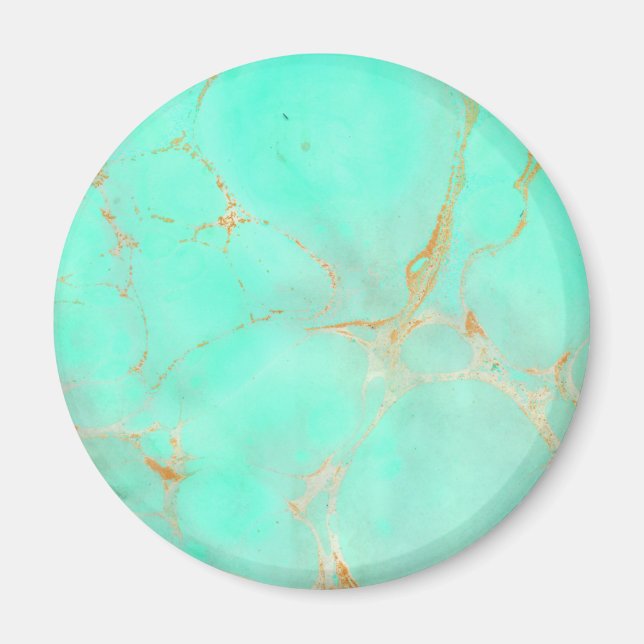 Mint & Gold Marble Abstract Aqua Teal Painted Look Magnet (Front)