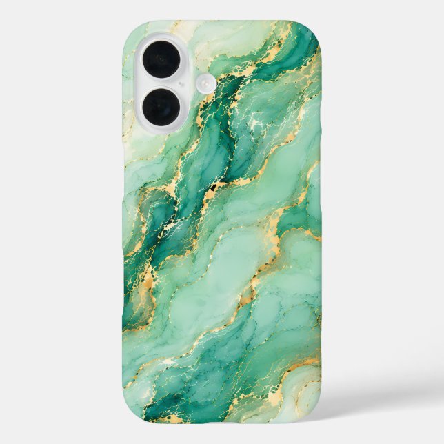 Mint & Gold Marble Luxury Case-Mate iPhone Case (Back)