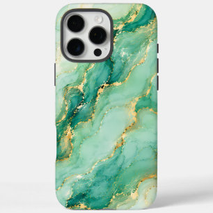 Mint & Gold Marble Luxury iPhone 16 Pro Max Case