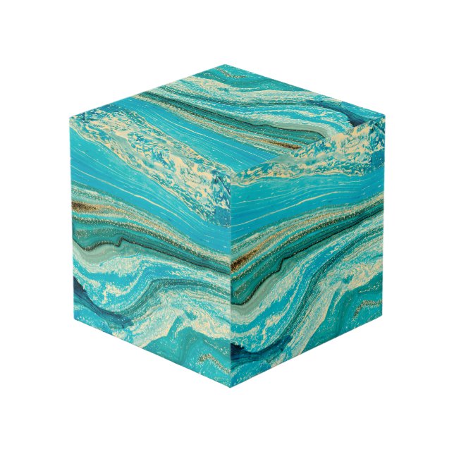 Mint,gold,marble,nature,stone,pattern,modern,chic, Cube (Back Angled)