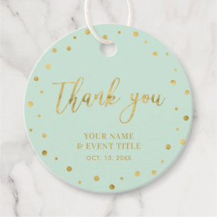 Mint & Gold   Modern Birthday Favour Thank you Favour Tags