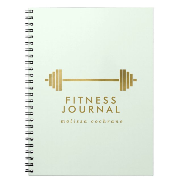 Mint & Gold Personalised Fitness Journal (Front)