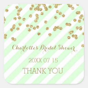 Mint Gold Stripes Bridal Shower Favour Tags