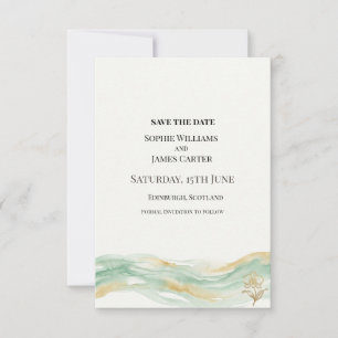 Mint Gold Watercolor Wedding Save The Date