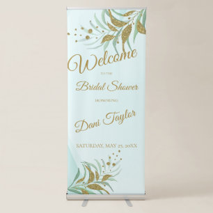 Mint & Gold Welcome Vertical Retractable Banner