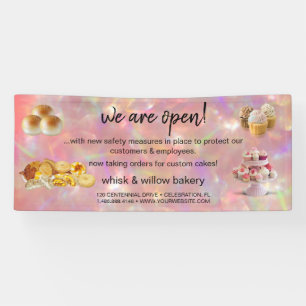 Mint & Gold Whisk Bakery Business Reopening Banner