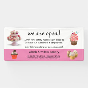 Mint & Gold Whisk Bakery Business Reopening Banner