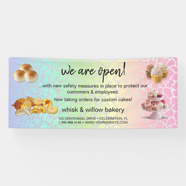 Mint & Gold Whisk Bakery Business Reopening grey B Banner (Horizontal)