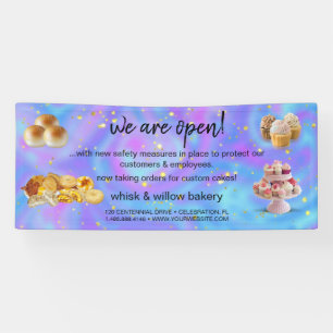 Mint & Gold Whisk Bakery Business Reopening purple Banner