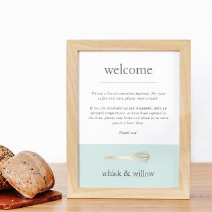 Mint & Gold Whisk   Bakery Covid Safety Welcome Poster