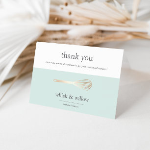 Mint & Gold Whisk   Bakery or Caterer Business Thank You Card