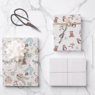 Mint Gree Baby Its Cold Outside Winter Baby Shower Wrapping Paper Sheet