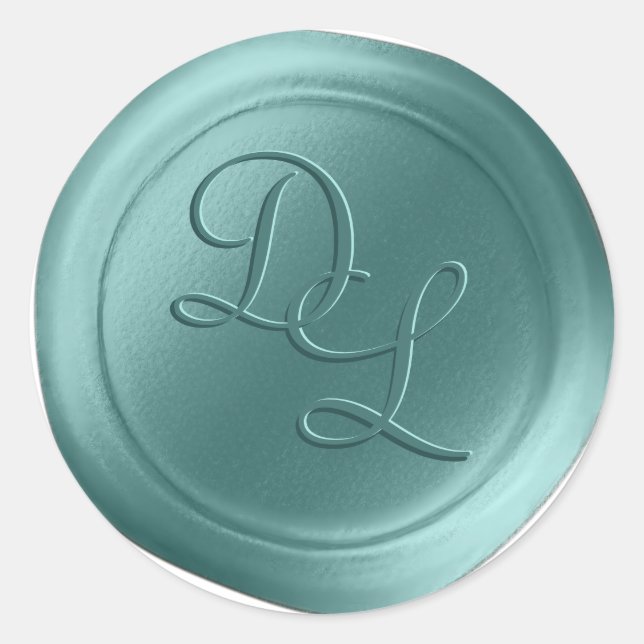 Mint Green 2 Letter Monogram Wax Seal Stickers (Front)