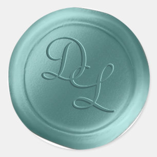 Mint Green 2 Letter Monogram Wax Seal Stickers