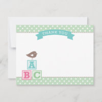 Mint Green ABC Blocks Bird Baby Shower