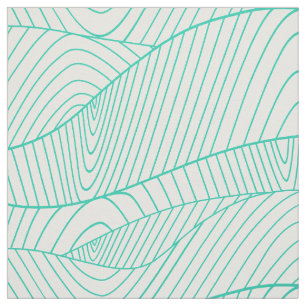 Mint-green Abstract Modern Wavy Swirls Fabric