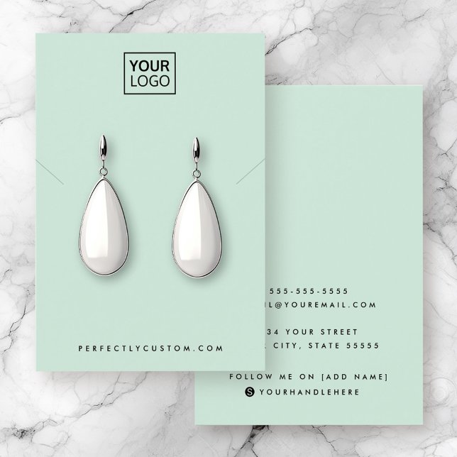 Mint green add logo necklace earring display card (Mint green add logo necklace earring display card)
