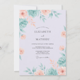 Mint Green Airy Romantic Wedding Invitation