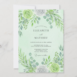 Mint Green Alluring Springtime Wedding Invitation