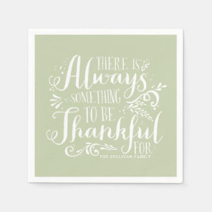 Mint Green Always Thankful Quote Thanksgiving Napkin