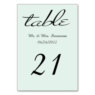 Mint Green and Black Name and Date Table Number