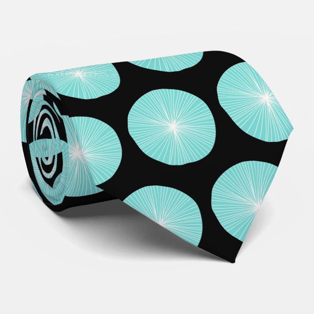 Mint Green and Black Retro Style  Tie (Rolled)