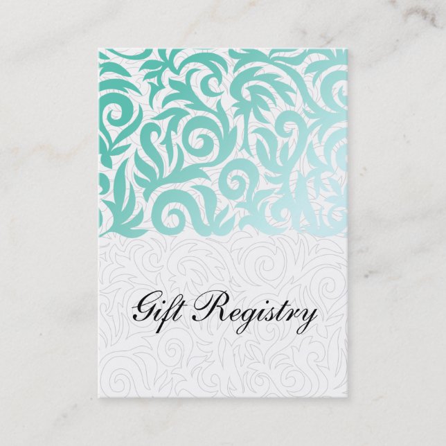 Mint Green and Black Swirling Border Wedding Business Card (Front)
