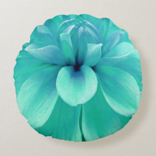 Mint green and blue flower round cushion