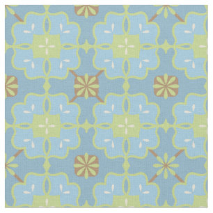 Mint Green and Blue   Pretty Floral Pattern Fabric
