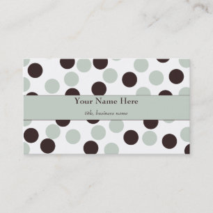 Mint Green and Brown Polka Dot Business Card