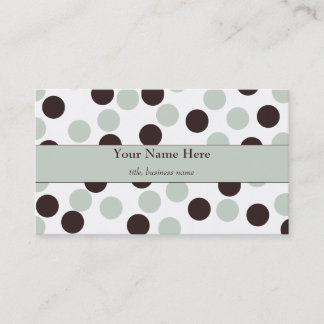 Mint Green and Brown Polka Dot Business Card