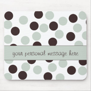 Mint Green and Brown Polka Dot Mouse Pad