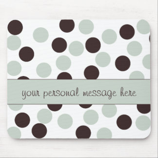 Mint Green and Brown Polka Dot Mouse Pad